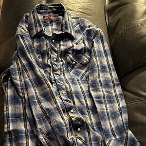 Rock & Roll 100% Cotton Men's Blue Plaid with snap closures